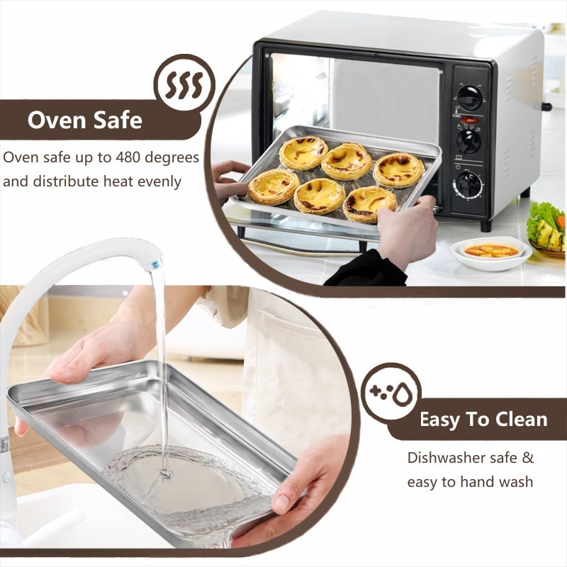 Zacfton Cookie Sheets for Baking, Stainless Steel Baking Sheet Cookie Sheet, 10/12 Inch Toaster Oven Pans Set of 2, Dishwasher Safe & Mirror Finish & Rust Resistant - Image 5